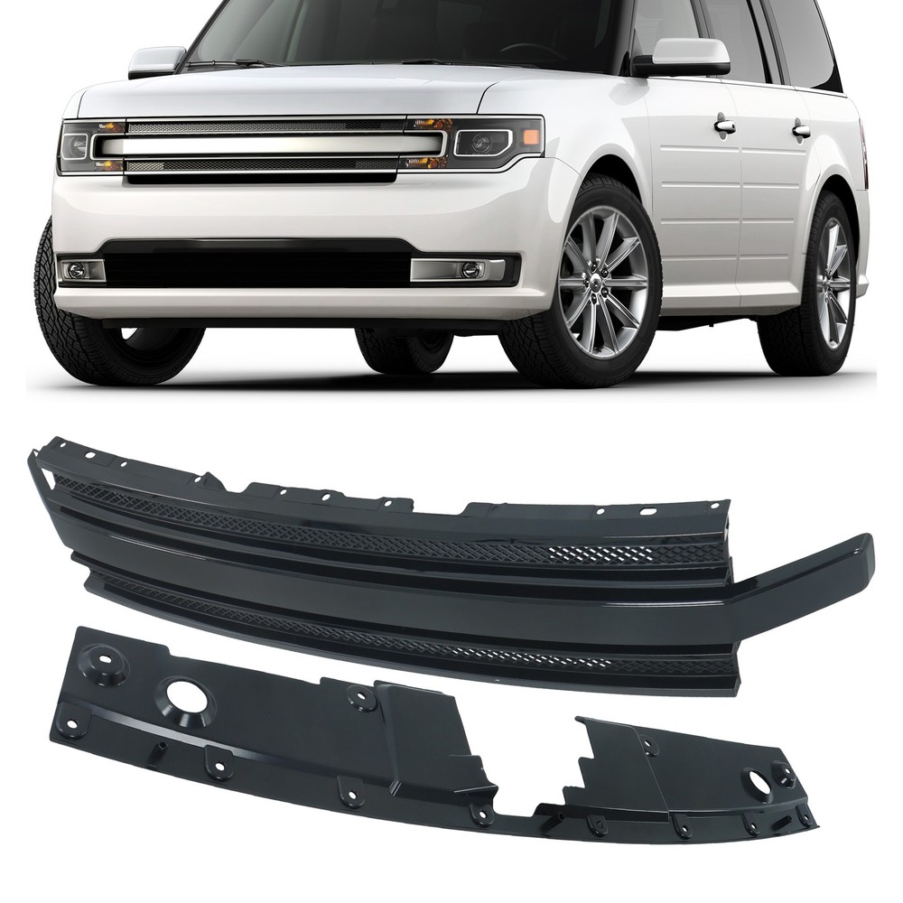 Fit For Ford Flex 2013-2019 Gloss Black Front Upper Grille Assembly Easy Install