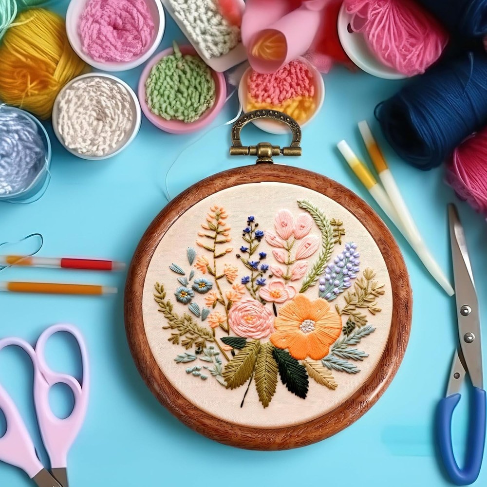 Cross Stitch Hoops Set - Circle Frame Kit for Crafts