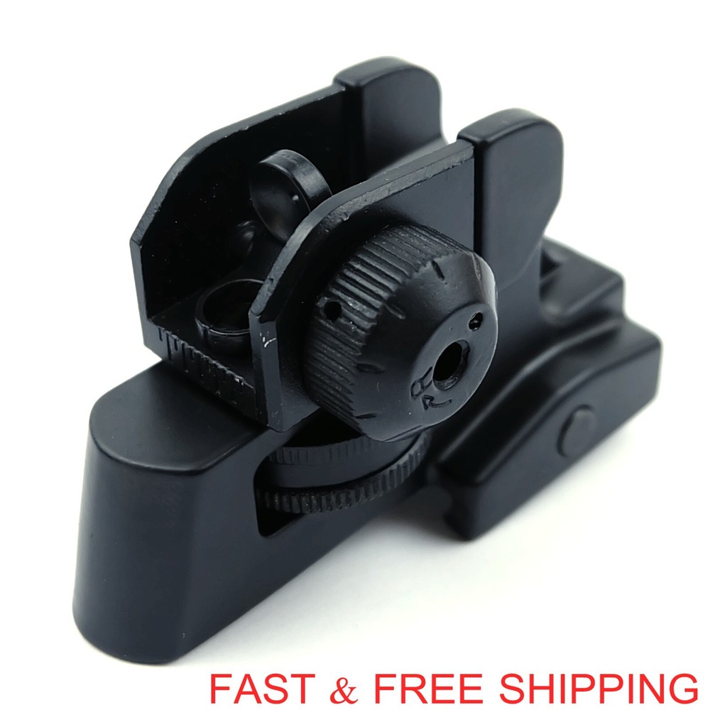 Metal Backup Rear Sight Detachable Compact Adjustment Windage Elevation