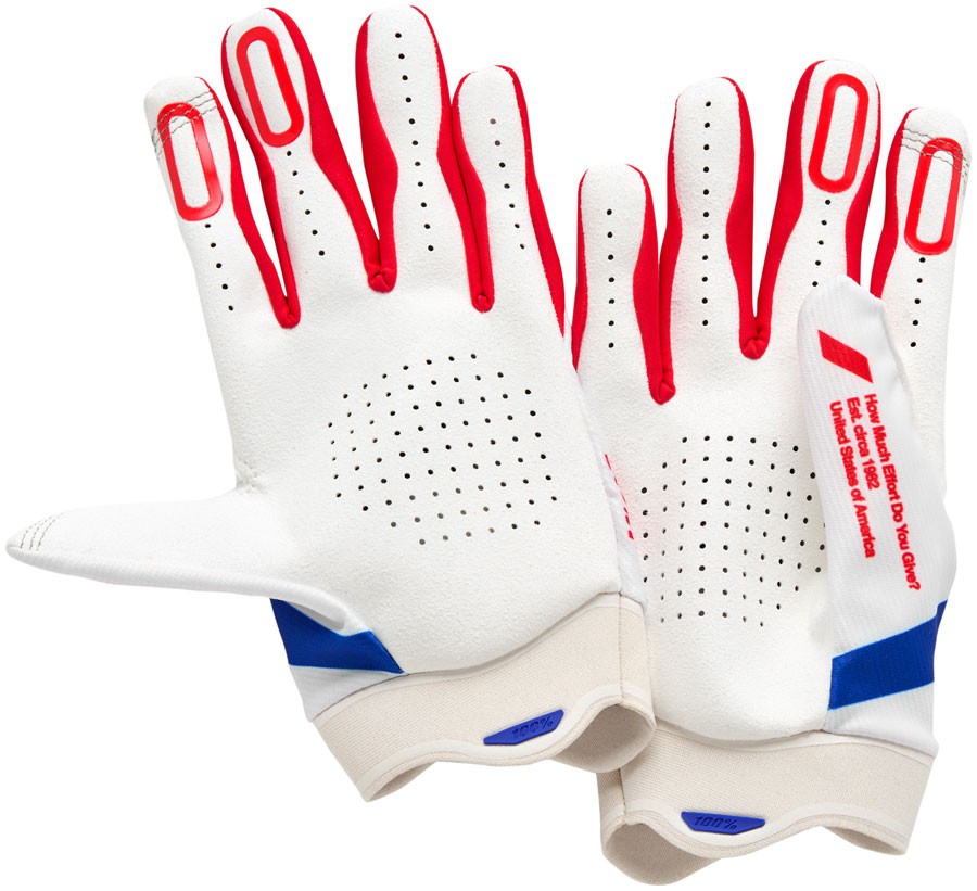 100% Itrack Gloves - Red/White/Blue, Large