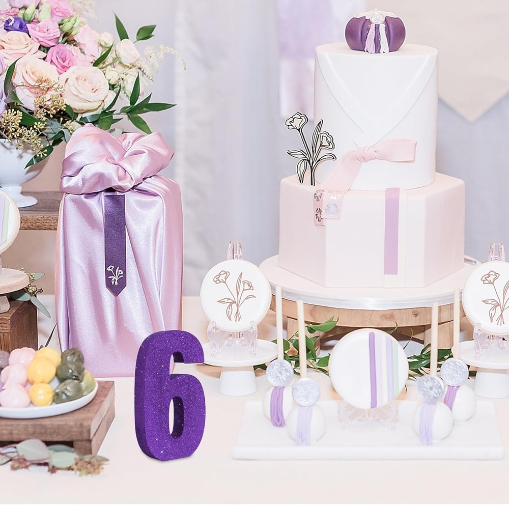 7.8 Inch Purple Glitter Number
