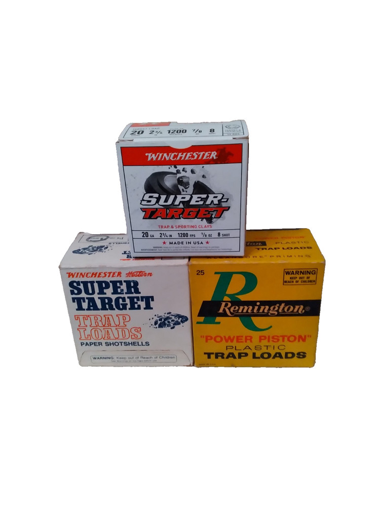 3 Empty Vintage Trap Loads  Shot Shell Boxes  - Shotguns