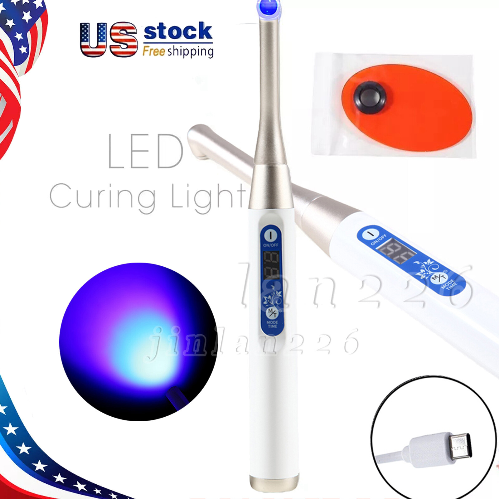 Dental 5Sec LED Curing Light Cure Lamp Wireless Resin Woodpecker Style