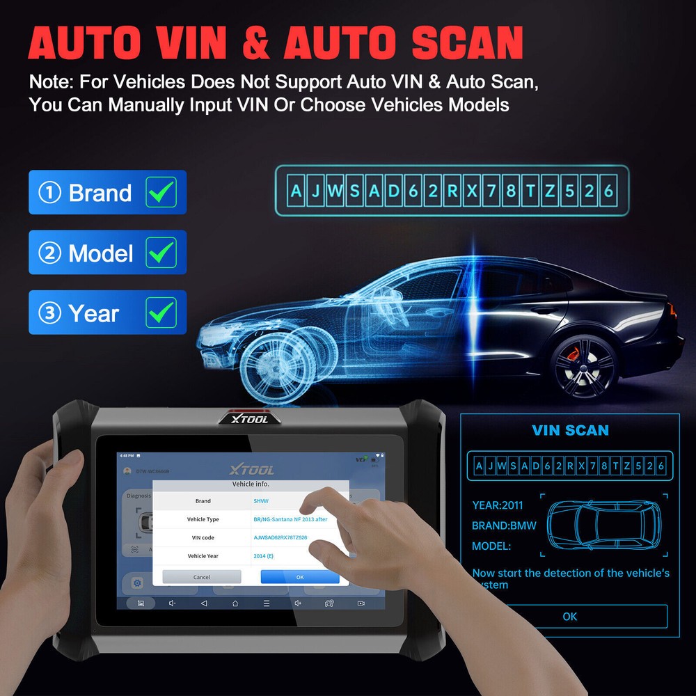 XTOOL USED D7W WIFI Connection OBD2 Diagnostic Scanner Bidirectional Key Coding