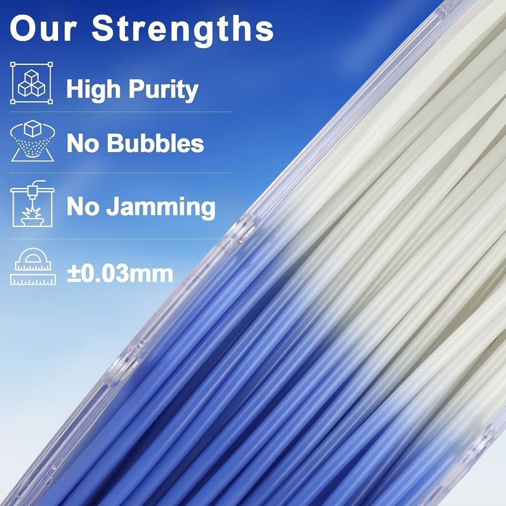 Smooth Printing 3D PLA Filament Bundle - Color Change with Temperature Effects