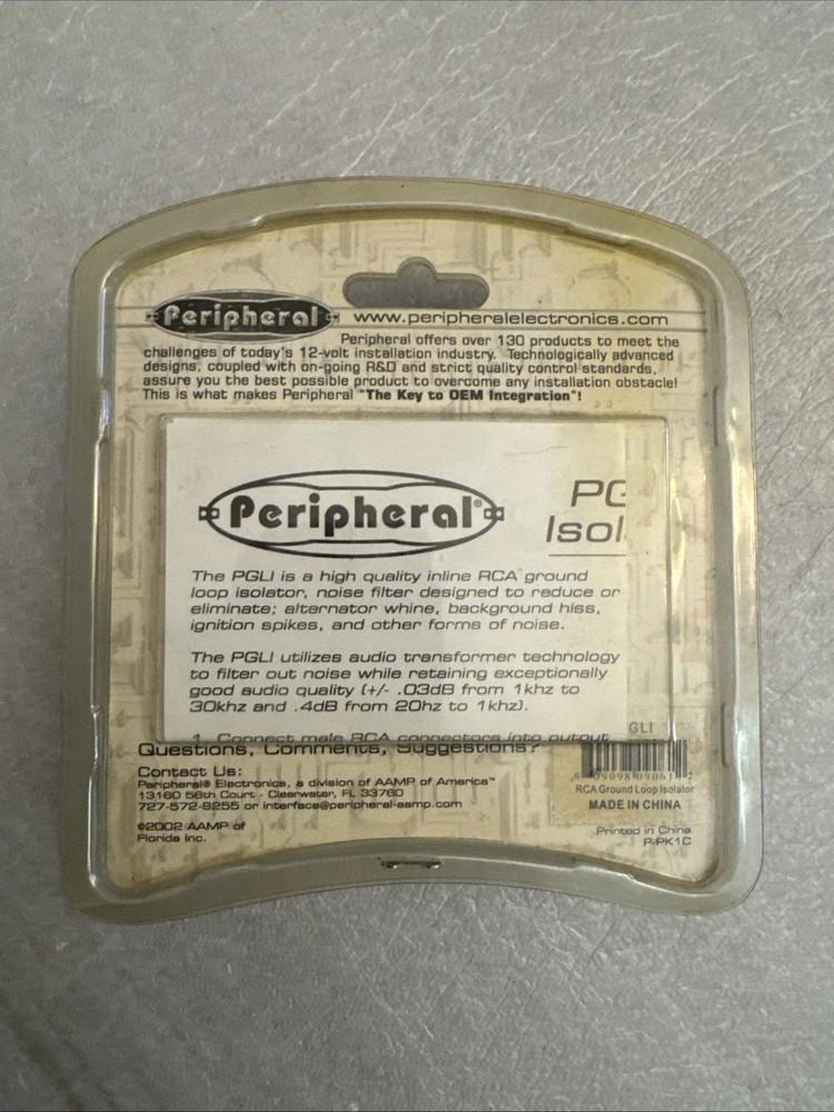 Peripheral PGLI Low Loss RCA Ground Loop Isolator Wire New