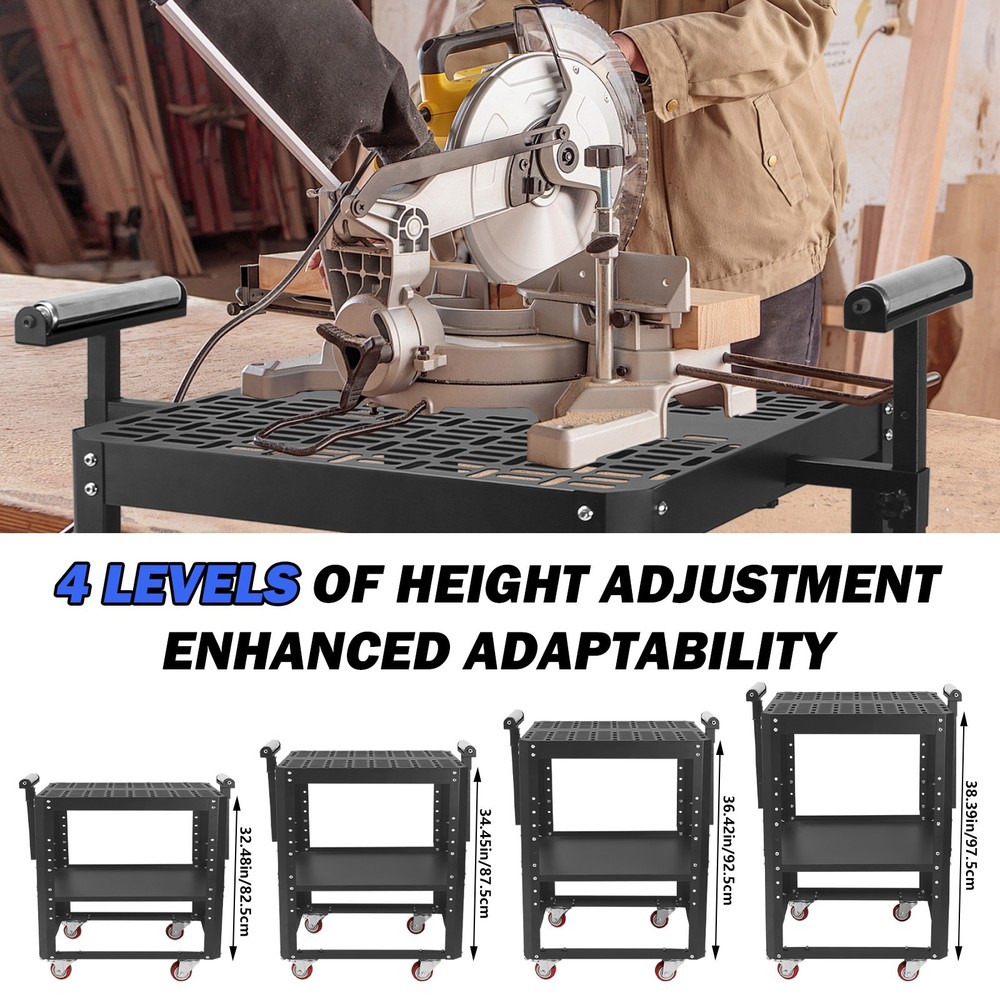Height Adjustable Planer Stand with Rollers,Miter Saw Tool Stand With Wheels
