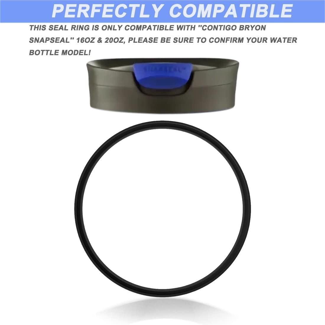 10 Pcs Replacement Rubber Lid Seals Compatible with 16 & 20 oz Contigo Black