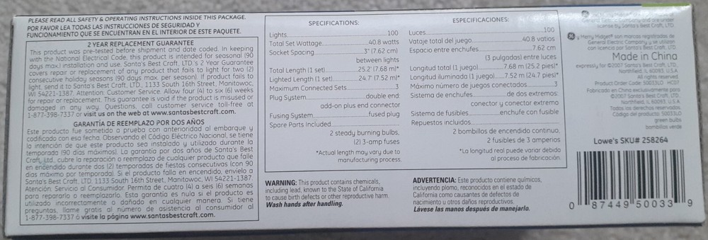 NIB GE Merry Midget 100 Green Light Set