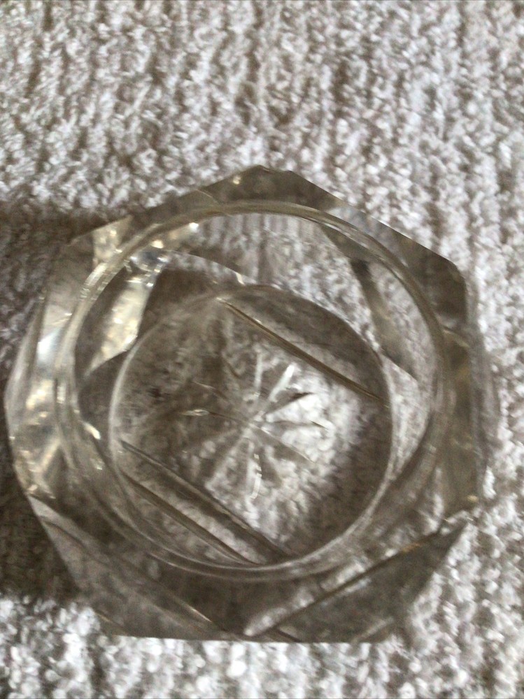 Master Salt Cellar Dip Cut Glass Diamond Pattern Starburst