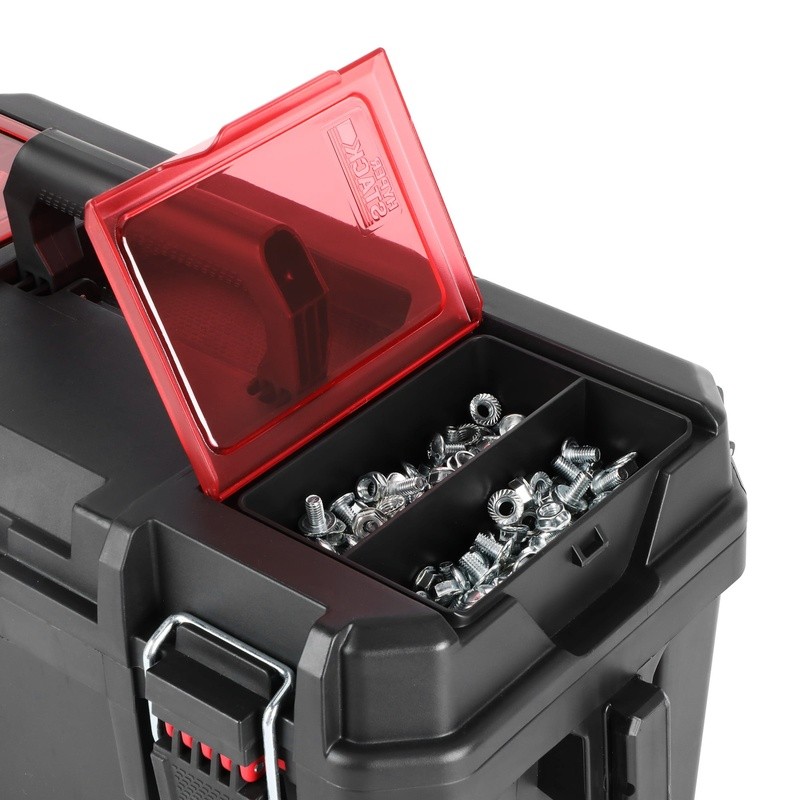 Heavy-Duty Tool Box Portable Organizer W/ Lockable Tabs & Translucent Lids New