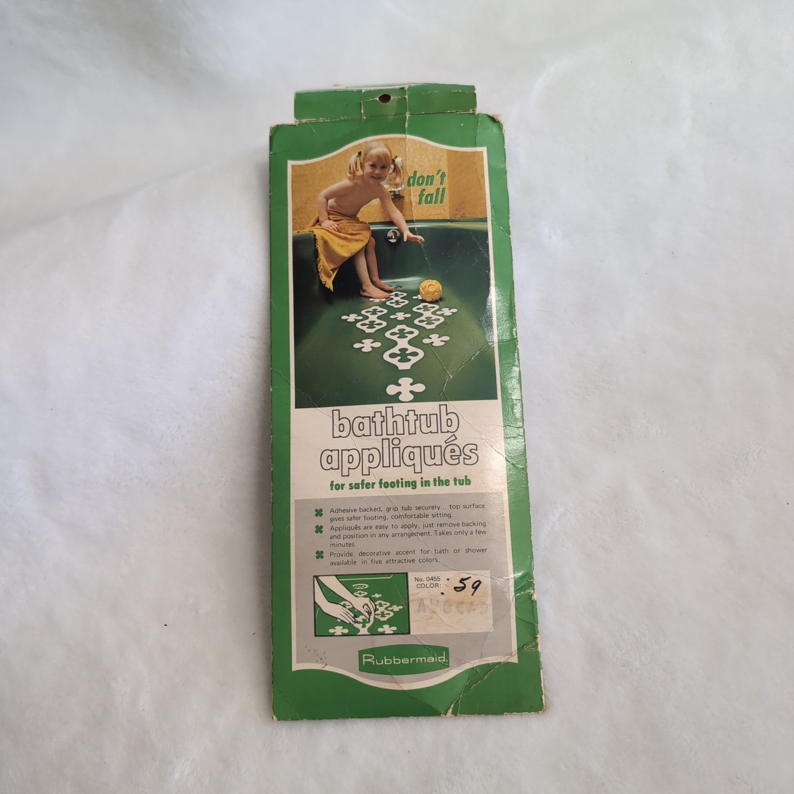 Vintage Rubbermaid Bathtub Appliques 1969 Blue Green Flowers Non-Slip 70s Retro