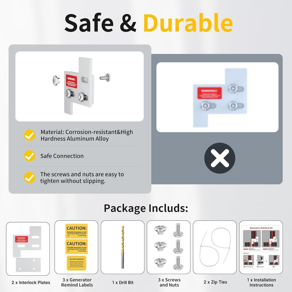 Generator Interlock Kit Compatible with General Electric GE 150 or 200 Amp Panel