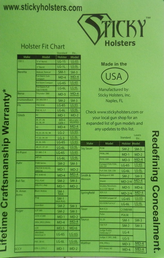 Sticky Holsters; Single Stack Sub Compacts, Modified for Lasers; Ambi; MD-4-MOD