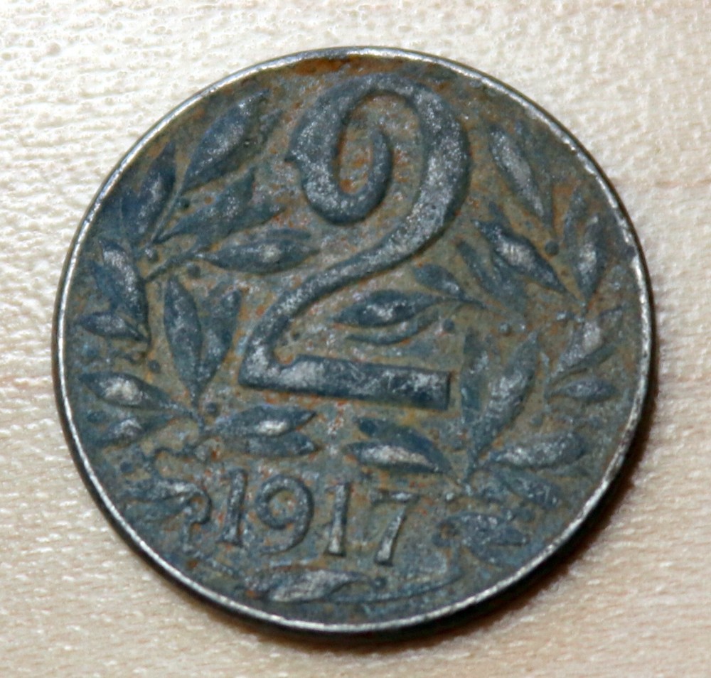 1917 Austria 2 Heller Iron WWI