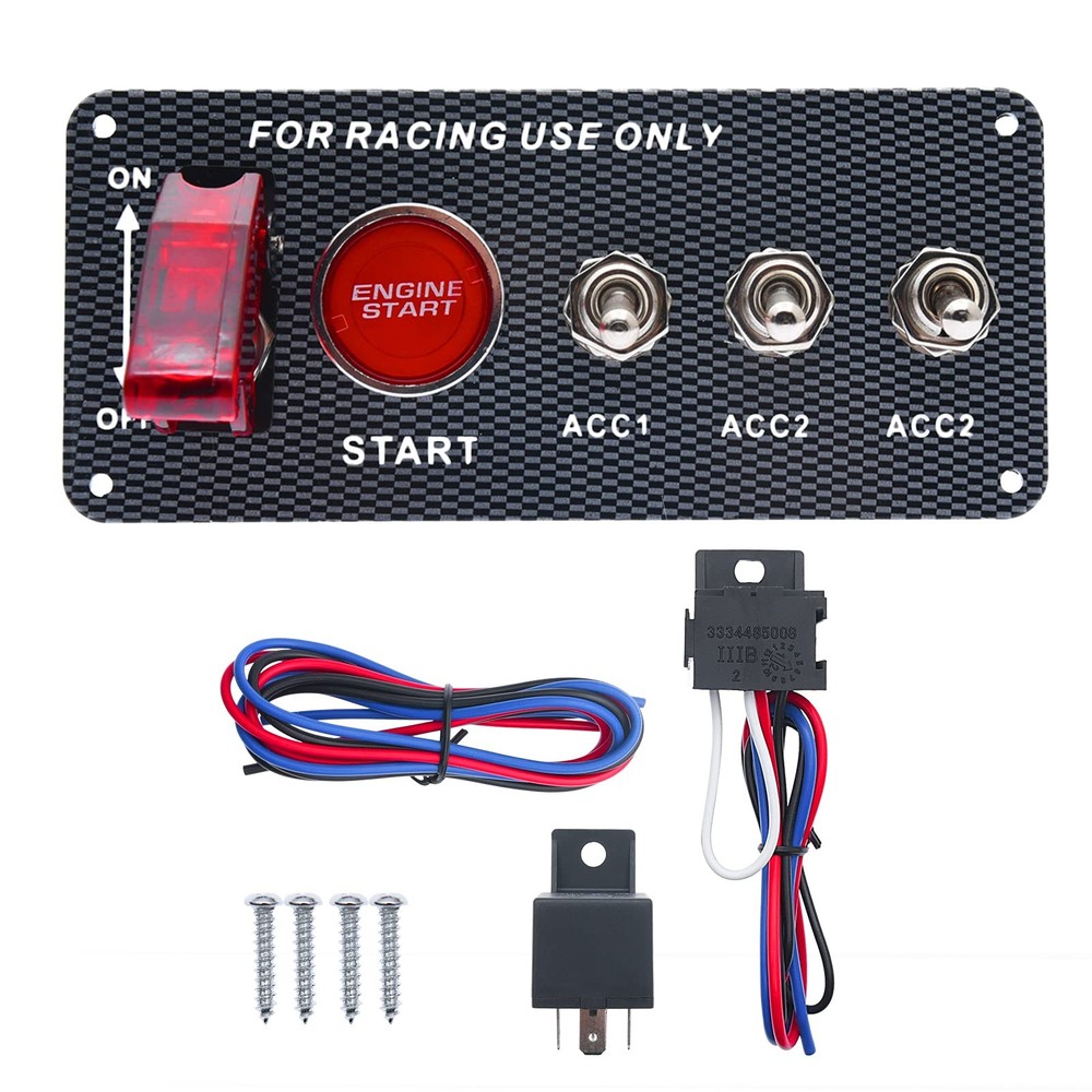 12V Racing Car Engine Start Push Button Ignition Switch Panel with LED Toggles