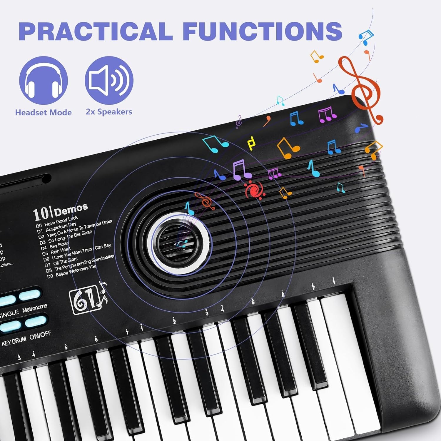 61-Key USB Electronic Digital Piano Keyboard with Stand & Mic