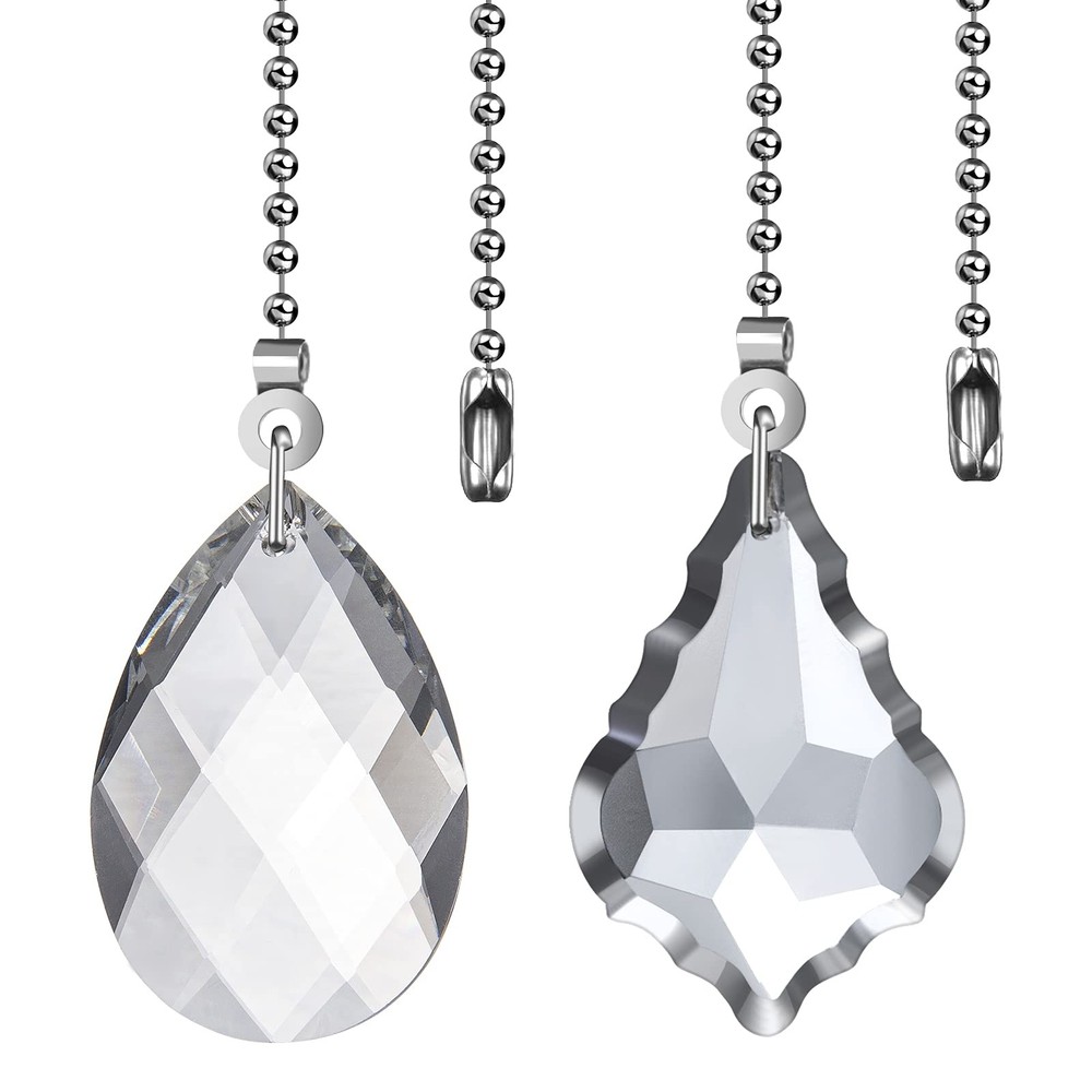 2Pcs Ceiling Fan Pull Chains, Premium Fan Pull Chain With 20-Inches Ex