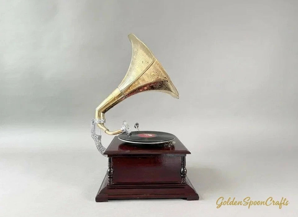Antique Gramophone, Fully Functional Working Phonograph, win-up record player