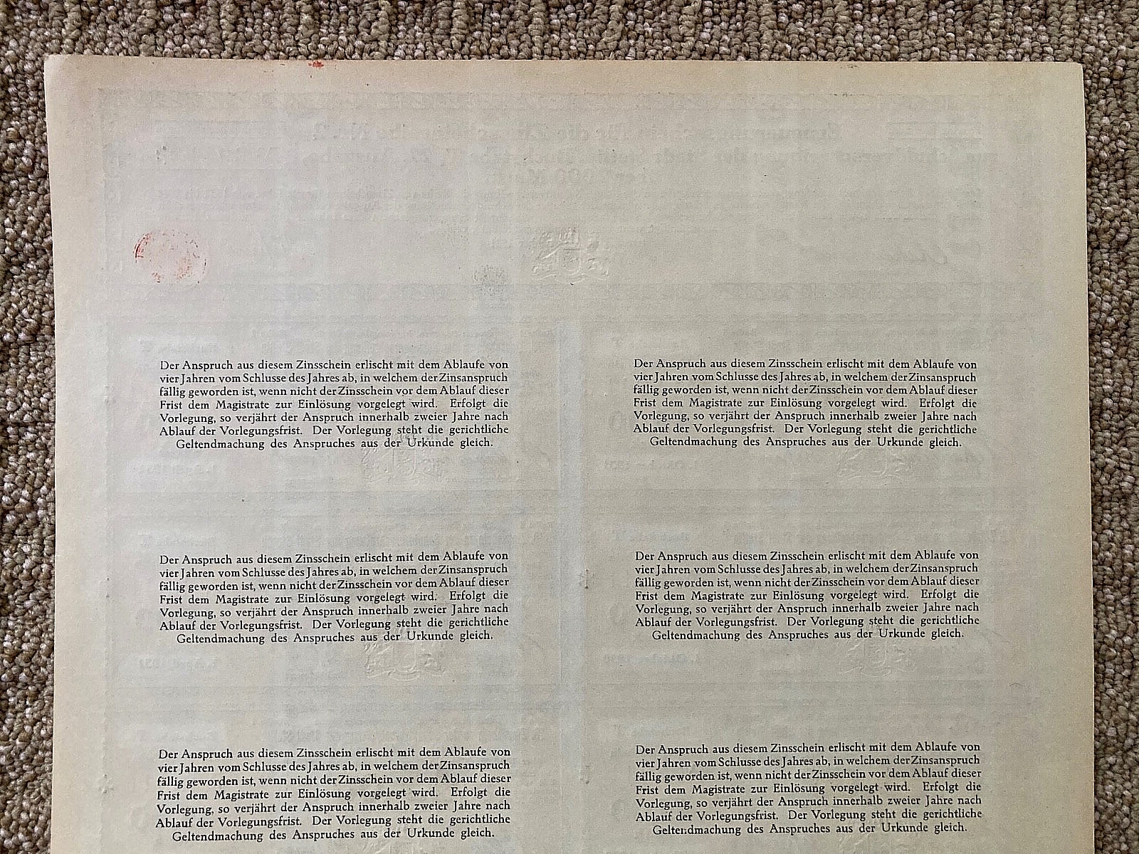 ORIGINAL - (OBSOLETE) GERMAN WEIMAR REPUBLIC BOND FOR STETTIN,GERMANY 2000 MARKS