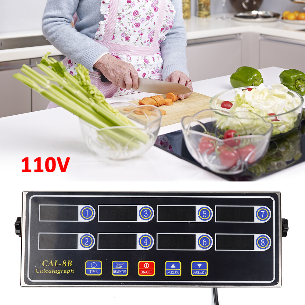 8 Channel Commercial Digital Timer Calculagraph Kitchen Loud Countdown Modern US