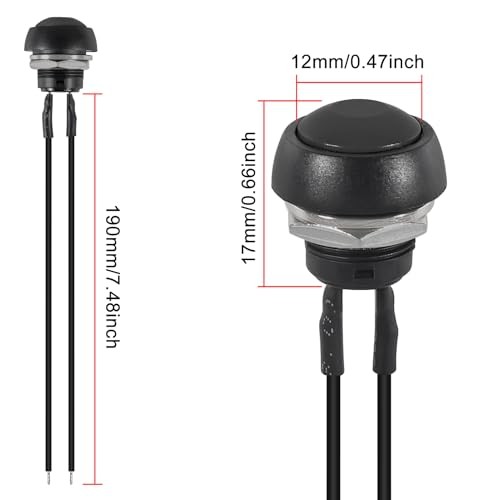 10PCS 12mm Momentary Push Button Switch Mini Round Switch Waterproof 1A Black