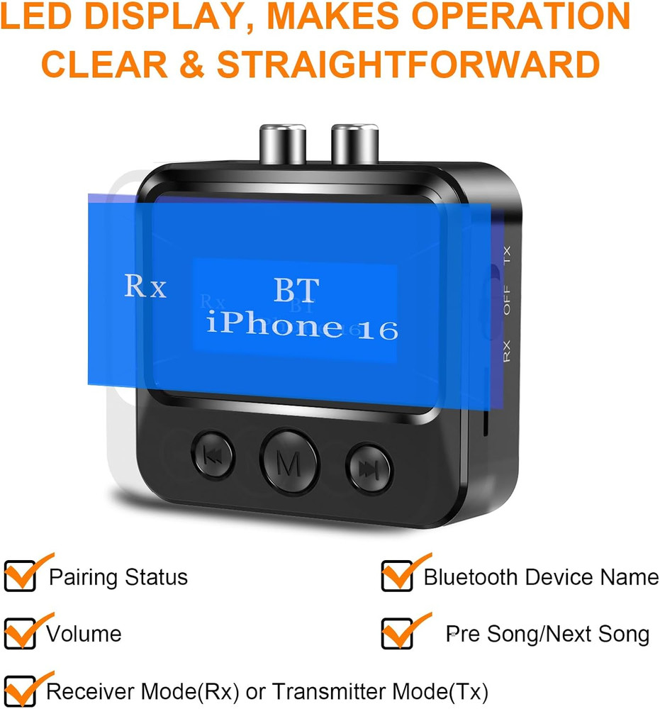 Bluetooth Receiver for Old Stereo, 3.5Mm AUX Bluetooth Audio Adapter for Stereo