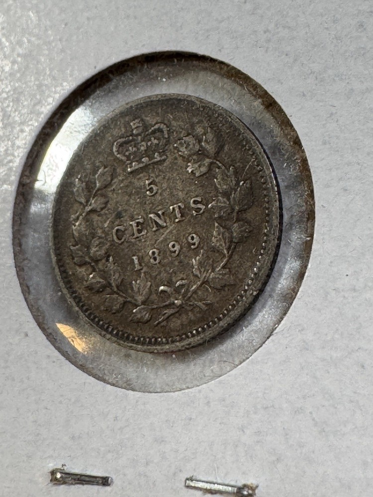 1899 Canada 5 Cents Small Silver Coin