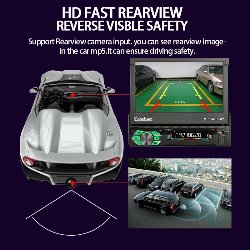 7" Car Electric Telescopic Screen 9601C-CARPLAY MP5 Single Spindle Player