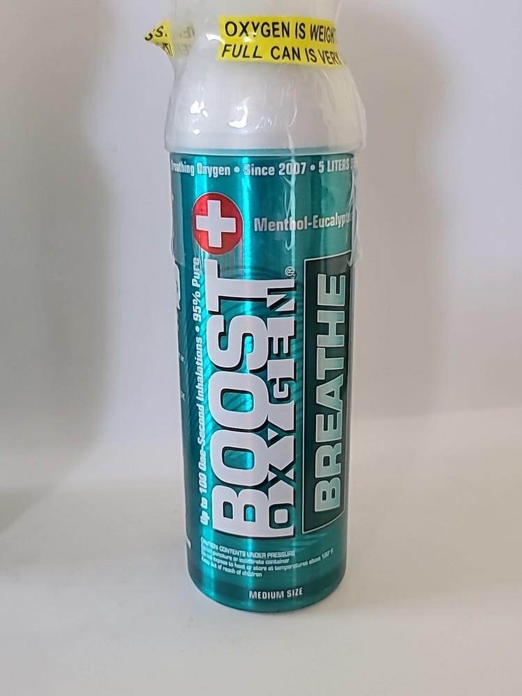 ( 2 ) BOOST OXYGEN 95% Pure Oxygen, Menthol-Eucalyptus, 5 L, MEDIUM Unit
