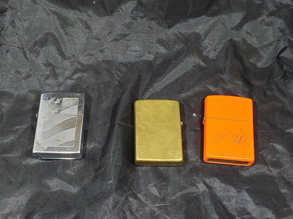 Three Zippo Lighters & One Ronson Lighter Cigarette Case