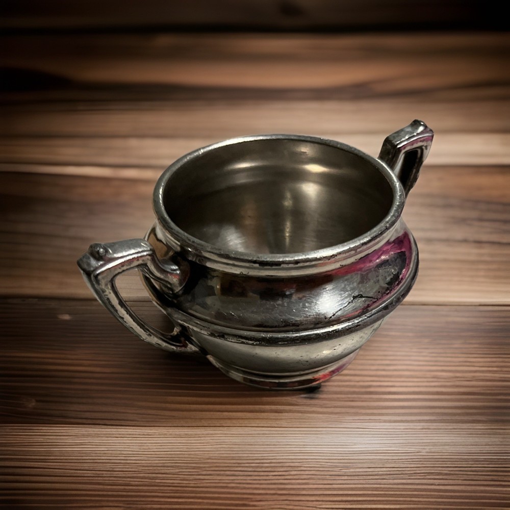 Vintage Silver Plated Sugar Bowl – No Lid – 9 oz – Classic Tableware