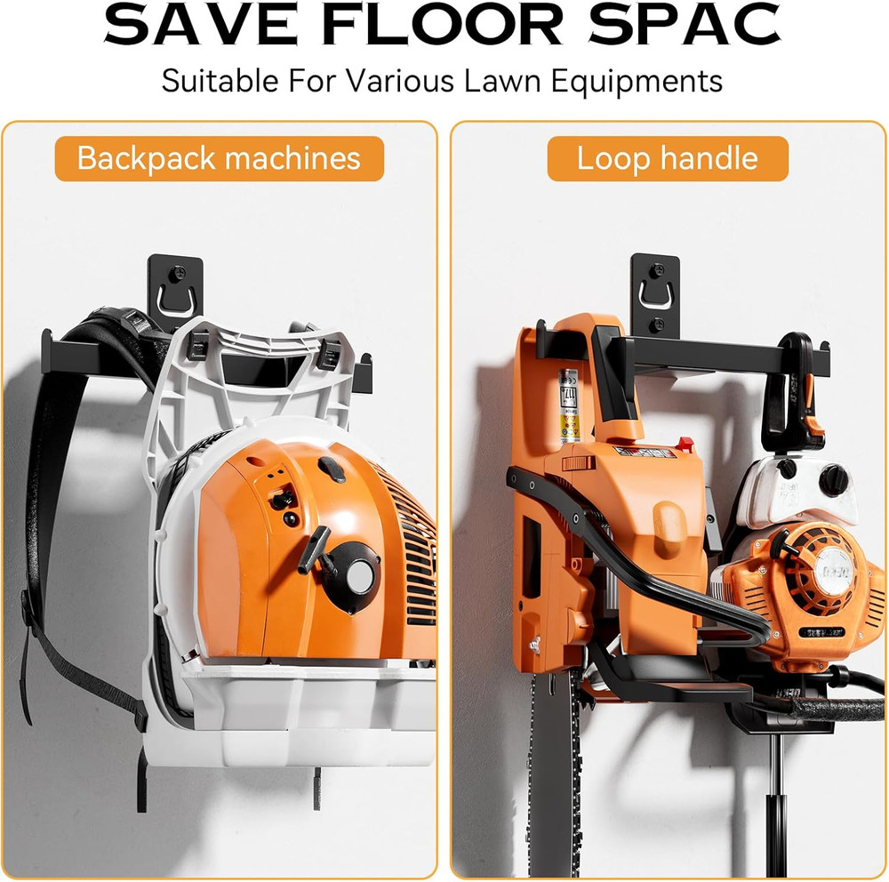 Heavy-Duty Backpack Leaf Blower and Sprayer Wall Mount Storage Organizer