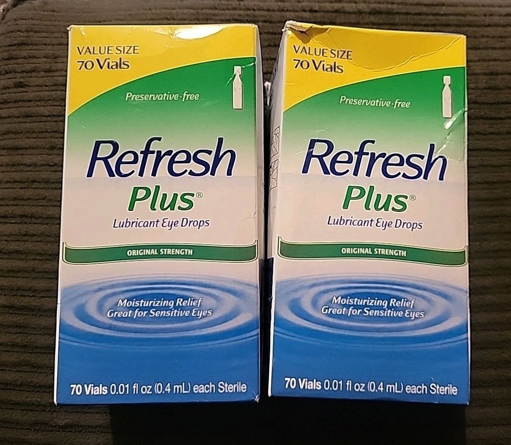 (2) Refresh Plus Lubricant Eye Drops Original Strength (70 Vials Each) ☆READ