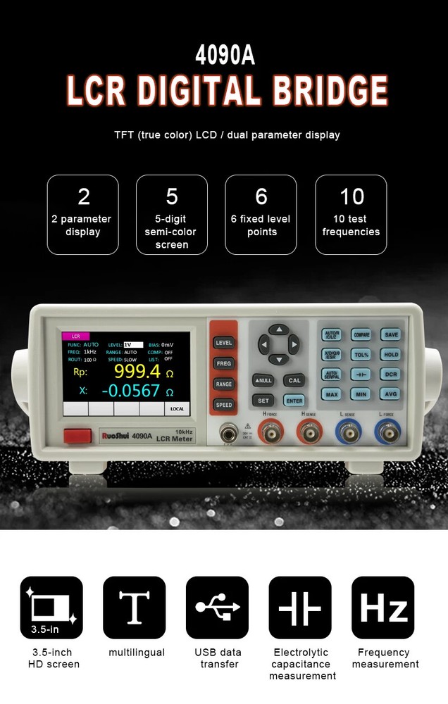 Digital LCR Meter Benchtop Capacitance Resistance Impedance Inductance Meter