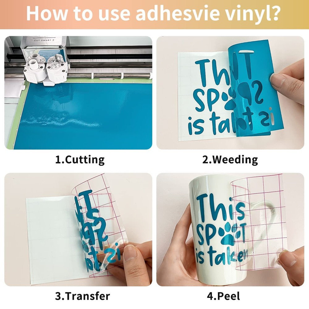 Adhesive Vinyl Sheets 12x12, 25 Pack, Craft Cutting Machine, Multicolor