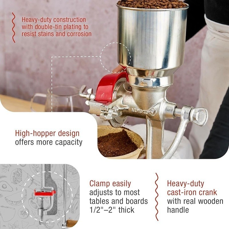 Cast Iron Manual Grain Grinder Corn Milling Machine Adjustable Kitchen Tool New
