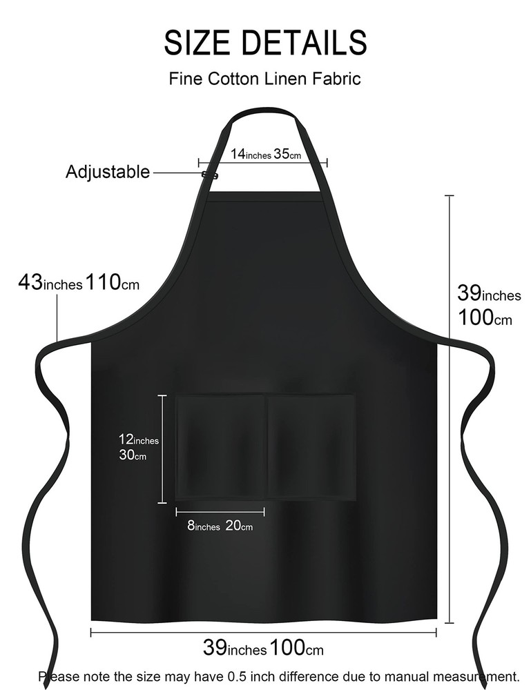 Plus Size Aprons for Women with Pockets Durable Long Adjustable Bib Kitchen C...