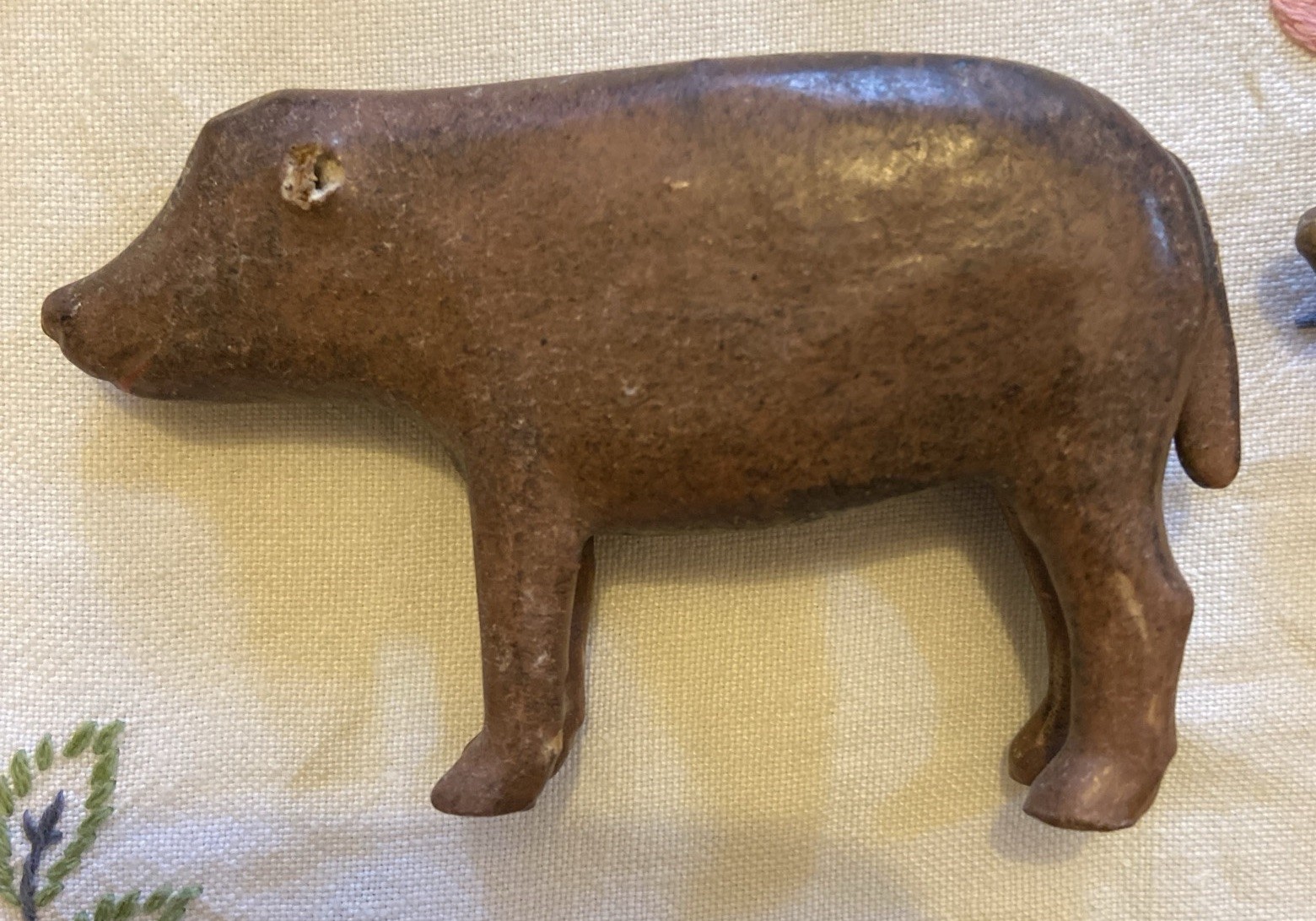 Victorian 19th Century 2 Hand Made Folk Art Pigs. Primitive / Naiave. Folk Art