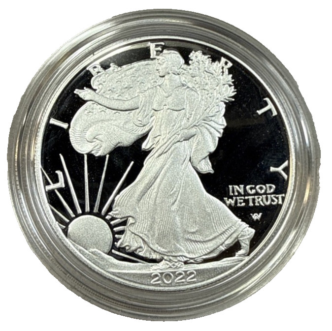2022-W Proof $1 American Silver Eagle Box, OGP & COA