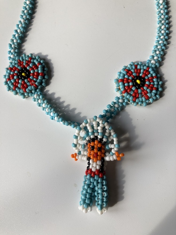 native american seed beaded necklace