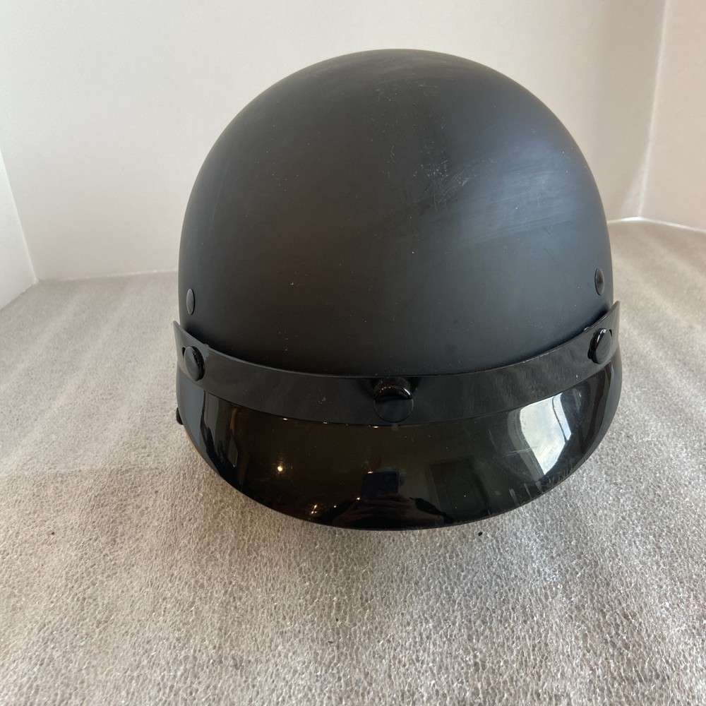 Motorcycle Helmet Half Skull Cap visor DOT Approved Black Size Large