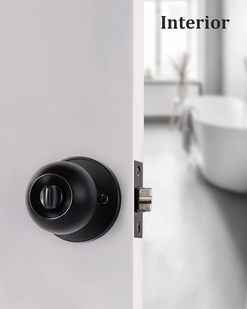 Lanwandeng Matte Black Door Knobs with Lock and Keys, 1 Pack, Entry Keys
