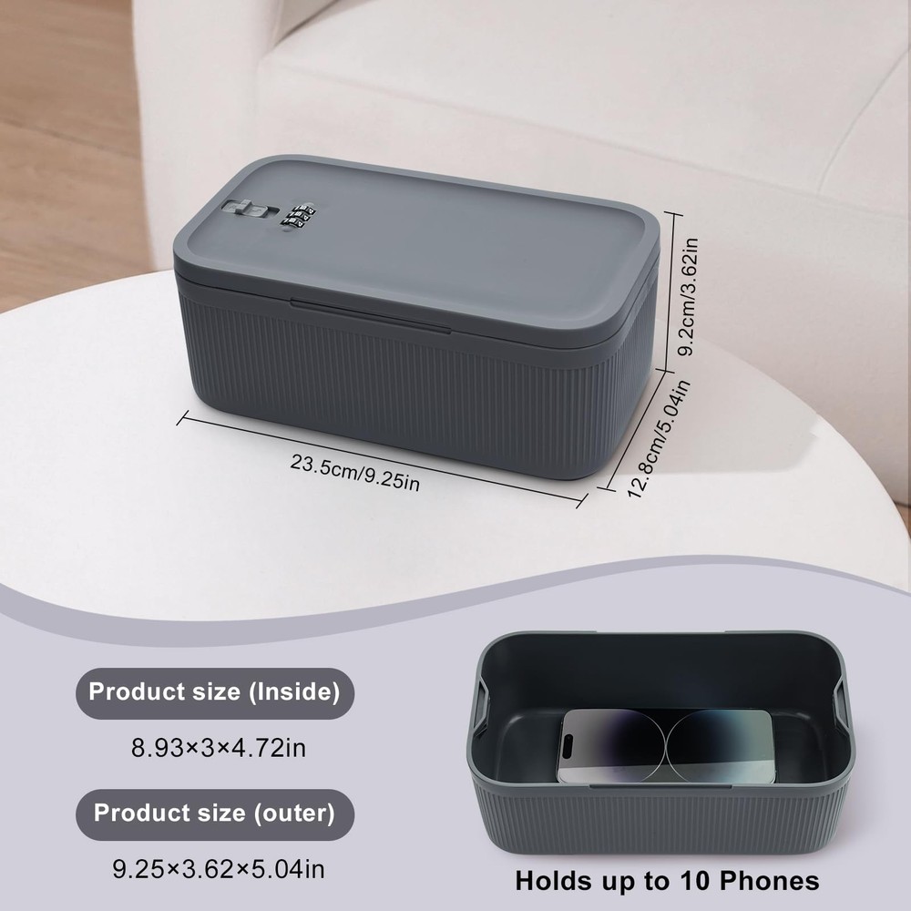 Lockable Storage Box, Small Lock Box with Combination Code for Phone/Medicine...