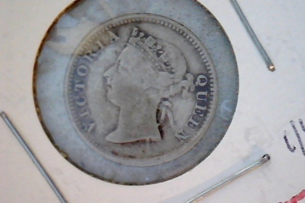 1893 Straits Settlements 5 Cents, SILVER  VF+
