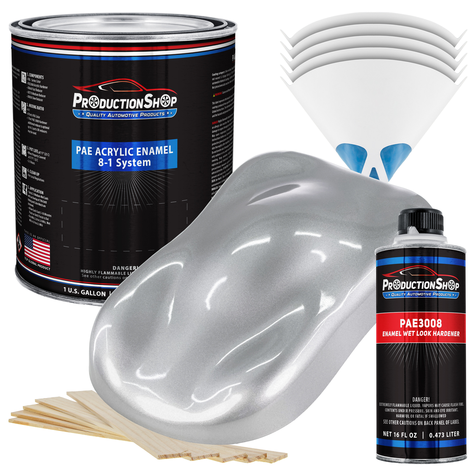 ProductionShop Bright Silver Acrylic Enamel Gallon Kit, Auto Paint