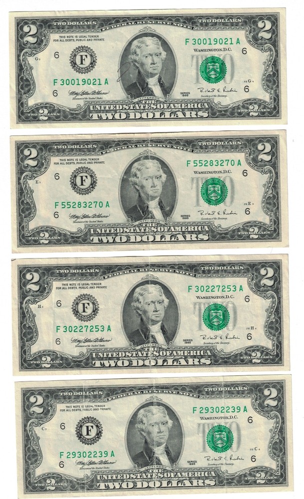 1995 $2 TWO DOLLARS BILL/SELLING ONE SINGLE NOTE.