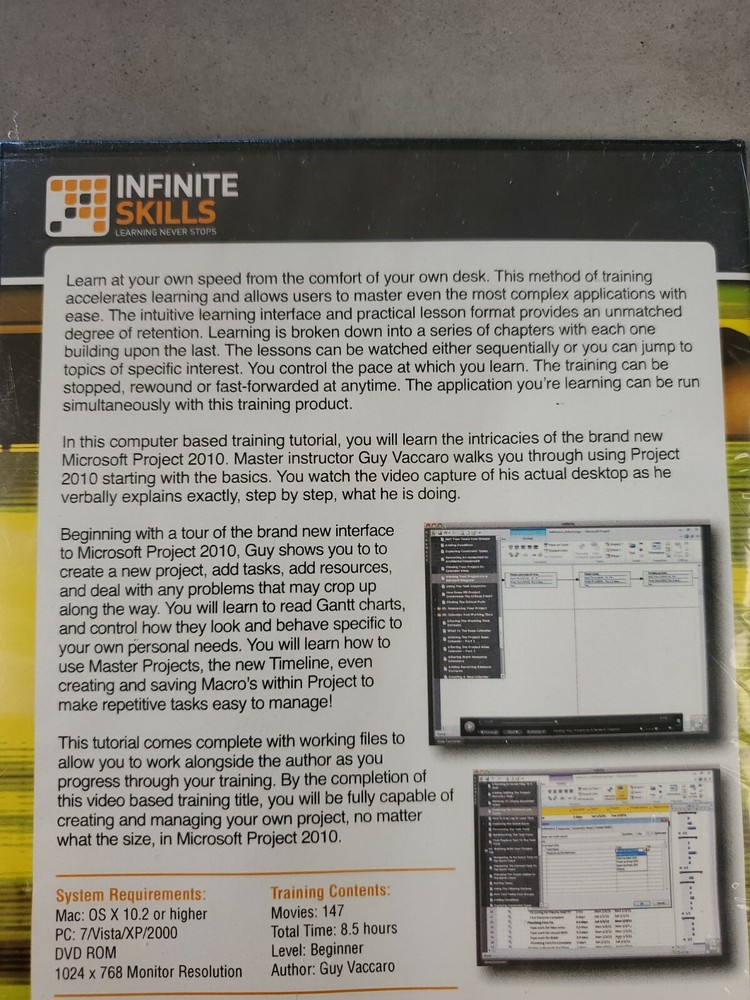Learning Microsoft Project 2010 Video Training DVD ROM, Infinite, Guy Vaccaro