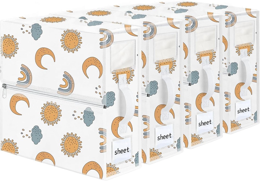 4 Pack Sheet Organizers Foldable Storage Boxes Queen King