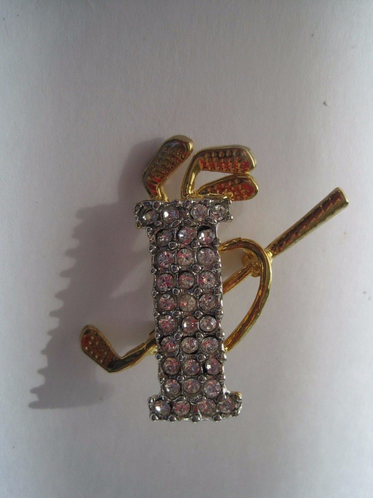 Rhinestone Golf Bag Pin 1.5"